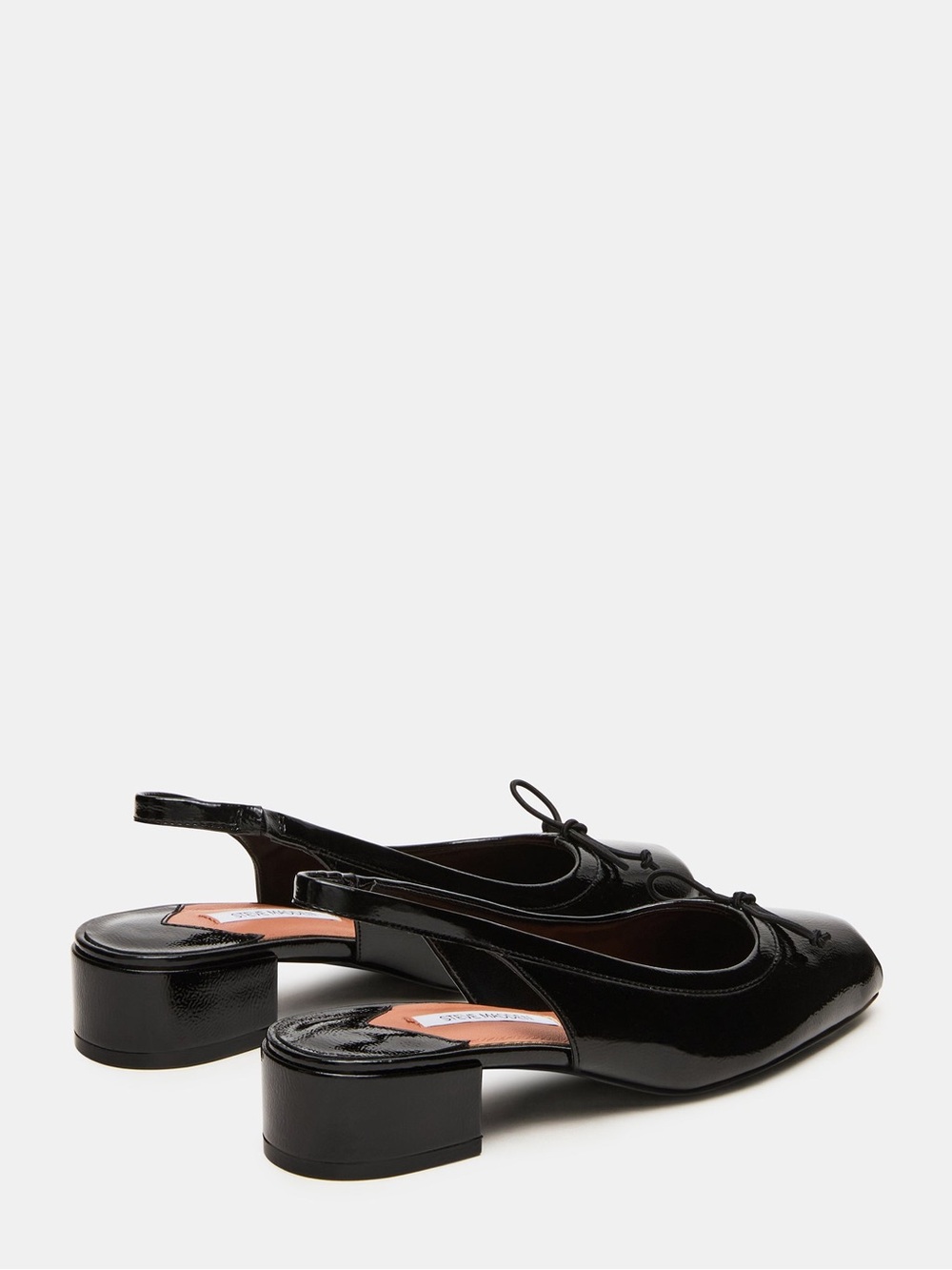 Steve Madden LOVED BLACK CRINKLE BLACK PATENT square-toe slingback heels size 5 - Picture 6 of 15